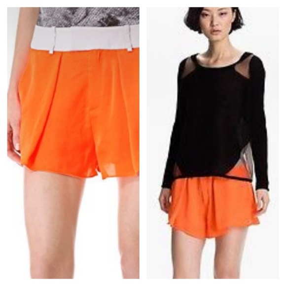 Helmut Lang Pants - Helmut Lang wide flowy neon pleated shorts sz 6